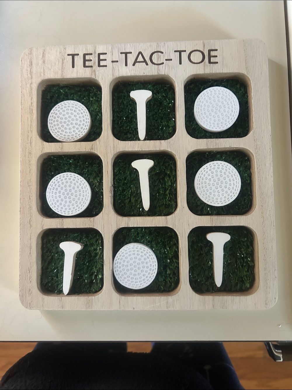 Golf Tee-Tac-Toe Game Board - White & Green